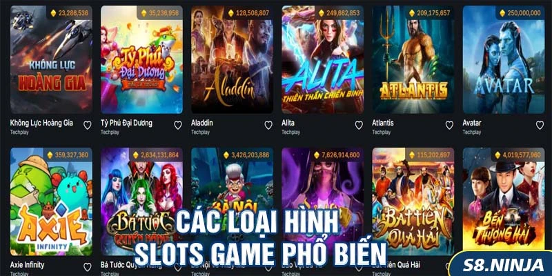 Các loại hình slots game phổ biến